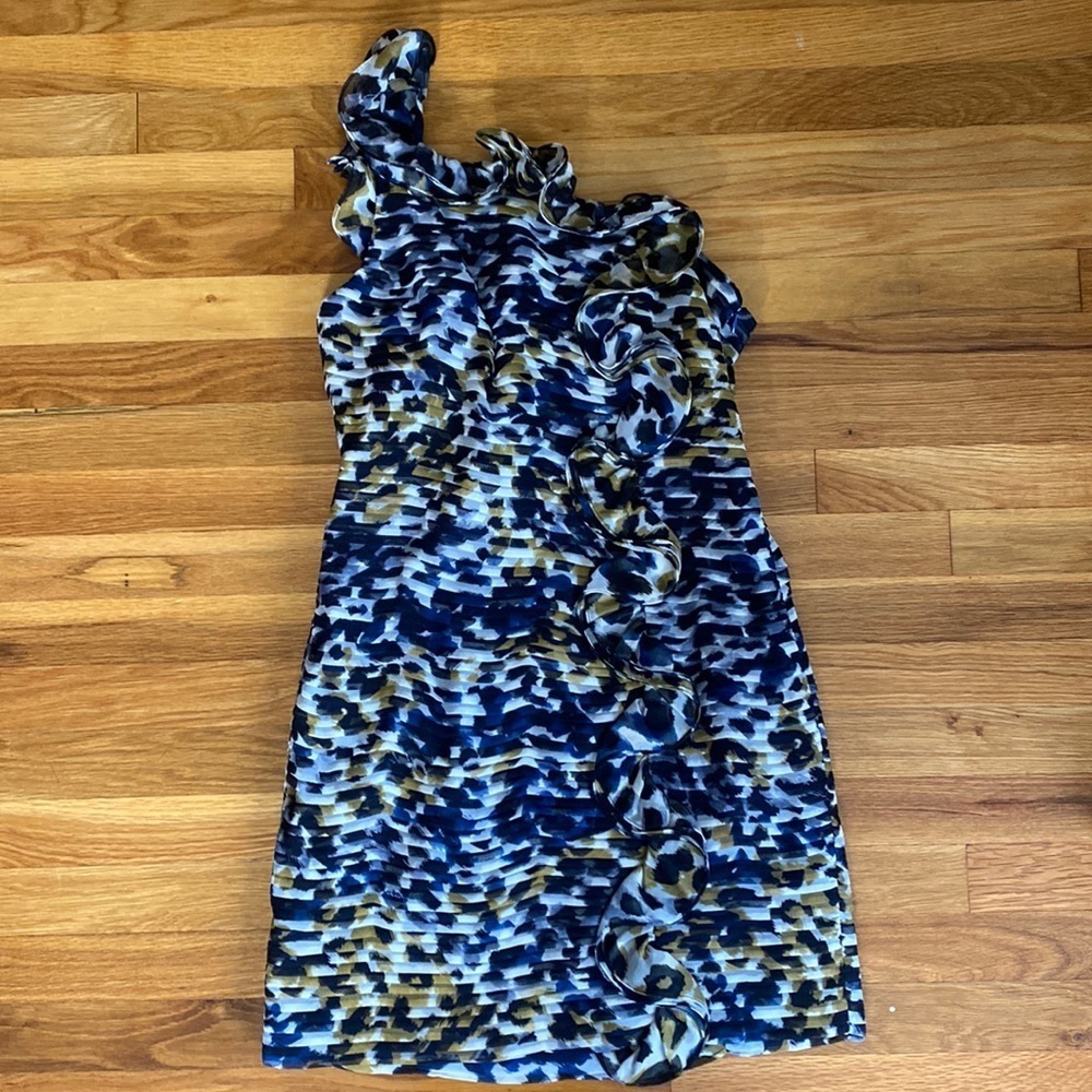 Laundry by Shelli Segal Women’s One Shoulder Multicolored Ruffled Dress Size 10